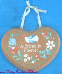 Image for Friendship Toleware Plaque Heart-shaped “A Friend Is Forever” Vintage ca 1960s-1980s <b><span style='color:red'> *****FIRST CLASS SHIPPING INCLUDED – DOMESTIC ORDERS ONLY!***** </span></b><span style='color:purple'>