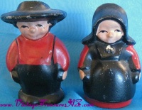 Image for Amish Husband & Wife Farmers Vintage Handpainted Red & Black Lead or Cast Iron Metal Figural Salt & Pepper Shakers Set <b><span style='color:red'> *****1st CLASS SHIPPING INCLUDED – DOMESTIC ORDERS ONLY!***** </span></b><span style='color:purple'>