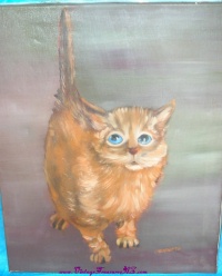 Image for Big-Eyed Startled Pity Kitty-Kitten-Cat Vintage ca 1960s-1970s Painting by Chenoweth <b><span style='color:red'> *****PARCEL POST SHIPPING INCLUDED – DOMESTIC ORDERS ONLY!***** </span></b><span style='color:purple'>