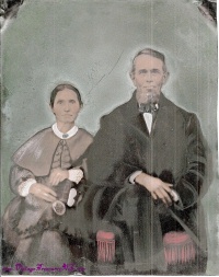 Image for Tintype Antique Color Ancestor Formal Portrait Abraham Lincoln-looking Man/Husband & Woman/Wife Large Full-Plate 8-inches x 10-inches <b><span style='color:red'>USPS PRIORITY MAIL SHIPPING INCLUDED – DOMESTIC ORDERS ONLY!</span></b><span style='color:purple'>