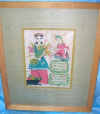 Image for Amish-Quakers Imagery “A Harvest of Peace Produced from a Seed of Contentment” Folk Art Saying Vintage Robert Darr Wert-by-Hand Shabby Chic Framed Linen Tea Towel Textile Picture <b><span style='color:red'> *****PRIORITY MAIL SHIPPING INCLUDED – DOMESTIC ORDERS ONLY!***** </span></b><span style='color:purple'>