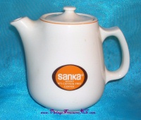 Image for Sanka Hall China Two (2)-Cup Vintage ca 1970s Advertising Premium Coffee Pot <b><span style='color:red'> *****PRIORITY MAIL SHIPPING INCLUDED – DOMESTIC ORDERS ONLY!***** </span></b><span style='color:purple'>