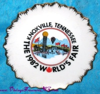 Image for World’s Fair Knoxville, Tennessee 1982 Vintage 5-inch Souvenir Commemorative Decorative Elegant Fancy Wall Plate with Gilded Scalloped Edges <b><span style='color:red'>USPS PRIORITY MAIL SHIPPING INCLUDED – DOMESTIC ORDERS ONLY!</span></b><span style='color:purple'>
