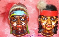 Image for Indians Salt & Pepper Shakers Set Chief & Brave Feathered Headdress Vintage ca 1940s-1970s Japan <b><span style='color:red'> *****PRIORITY MAIL SHIPPING INCLUDED – DOMESTIC ORDERS ONLY!***** </span></b><span style='color:purple'>