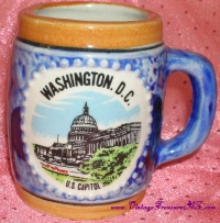 Image for Washington D.C. U.S. Capitol Souvenir Vintage ca 1950s-1960s Japan Miniature Ceramic Lusterware Mug <b><span style='color:red'> *****PRIORITY MAIL SHIPPING INCLUDED – DOMESTIC ORDERS ONLY!***** </span></b><span style='color:purple'>