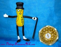 Image for Planters Peanuts Tin Nut Dish (Vintage 1960s-1970s) & 1991 Mr. Peanut Posable Toy Figure <b><span style='color:red'> *****FIRST CLASS SHIPPING INCLUDED – DOMESTIC ORDERS ONLY!***** </span></b><span style='color:purple'>