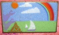 Image for Enameled Business Cards Holder/Cigarette Case/Powder Case with Sailboats & Rainbow Motif Vintage ca 1960s-1980s <b><span style='color:red'> *****FIRST CLASS SHIPPING INCLUDED – DOMESTIC ORDERS ONLY!***** </span></b><span style='color:purple'>