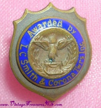 Image for LC Smith & Corona Typewriters Award Lapel Pinback Vintage ca early-1900s to 1930s <b><span style='color:red'> *****FIRST CLASS SHIPPING INCLUDED – DOMESTIC ORDERS ONLY!***** </span></b><span style='color:purple'>